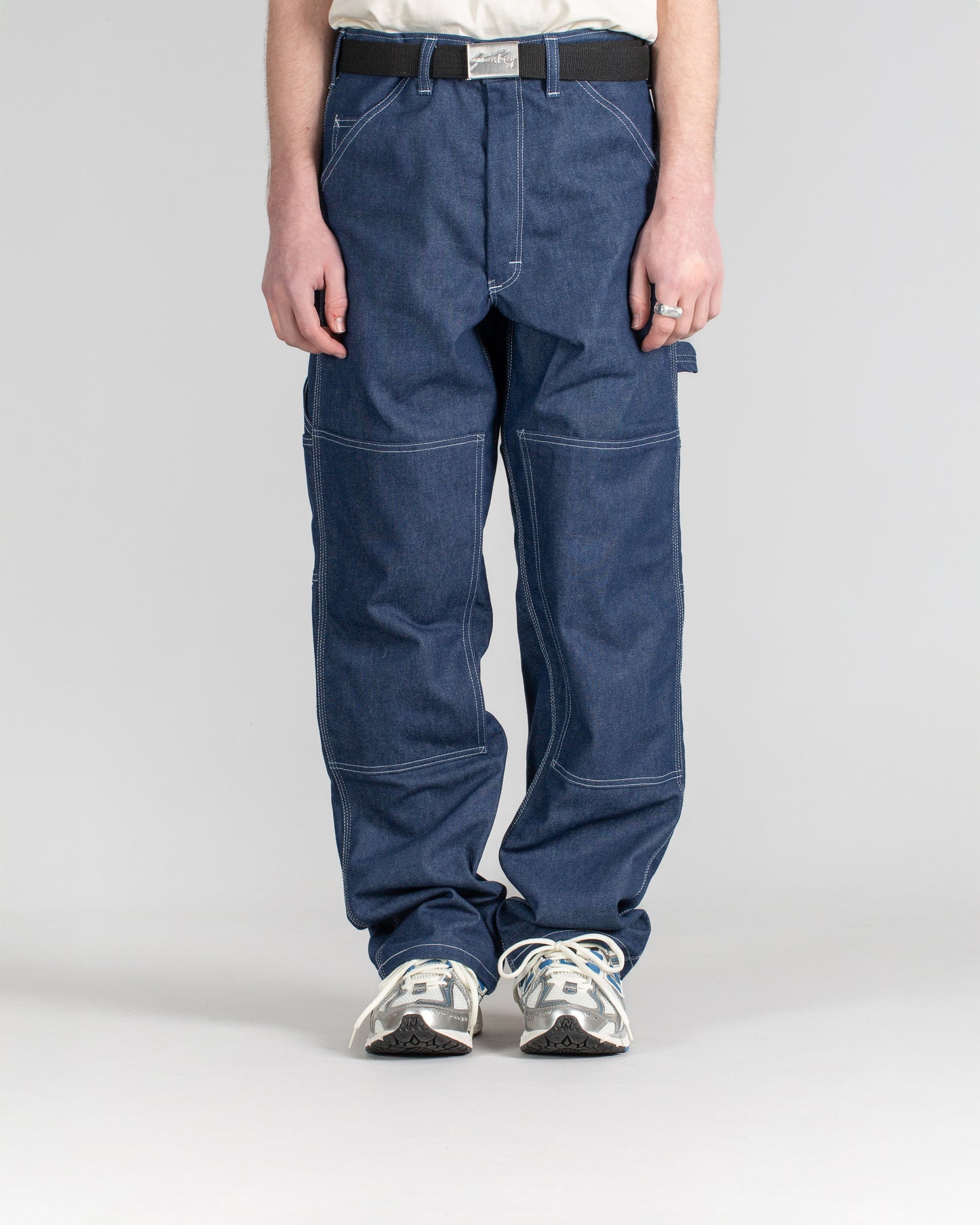 Pantalon de peintre à double genou (denim indigo)