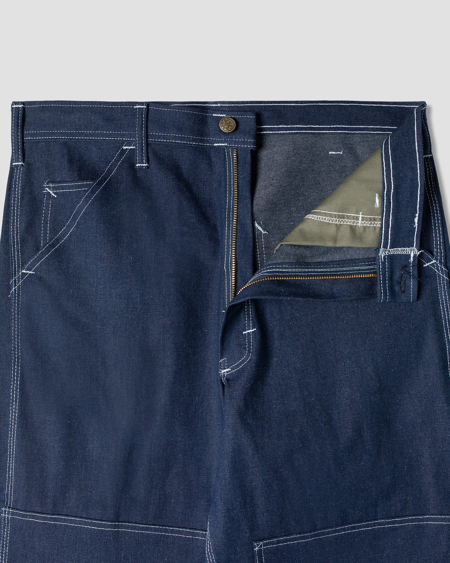 Pantalon de peintre à double genou (denim indigo)