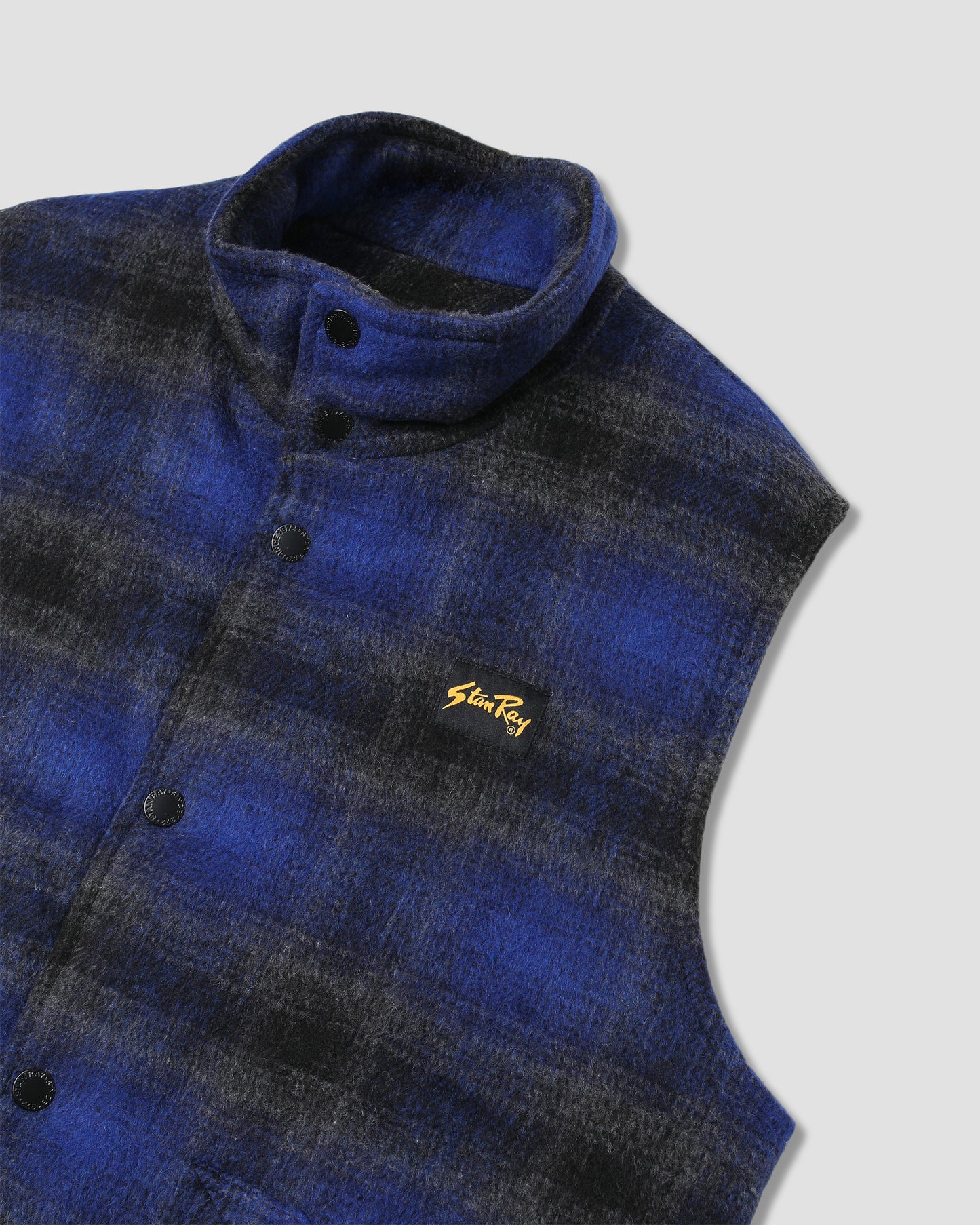 Down Plaid Vest (Navy)