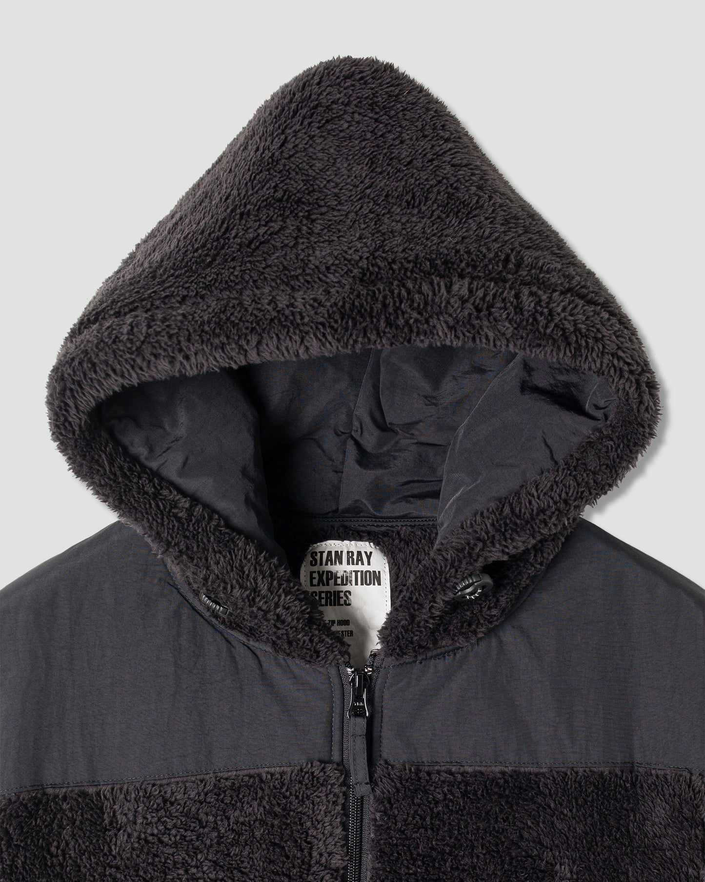 Fleece-Kapuze mit Reißverschluss (Schwarz)