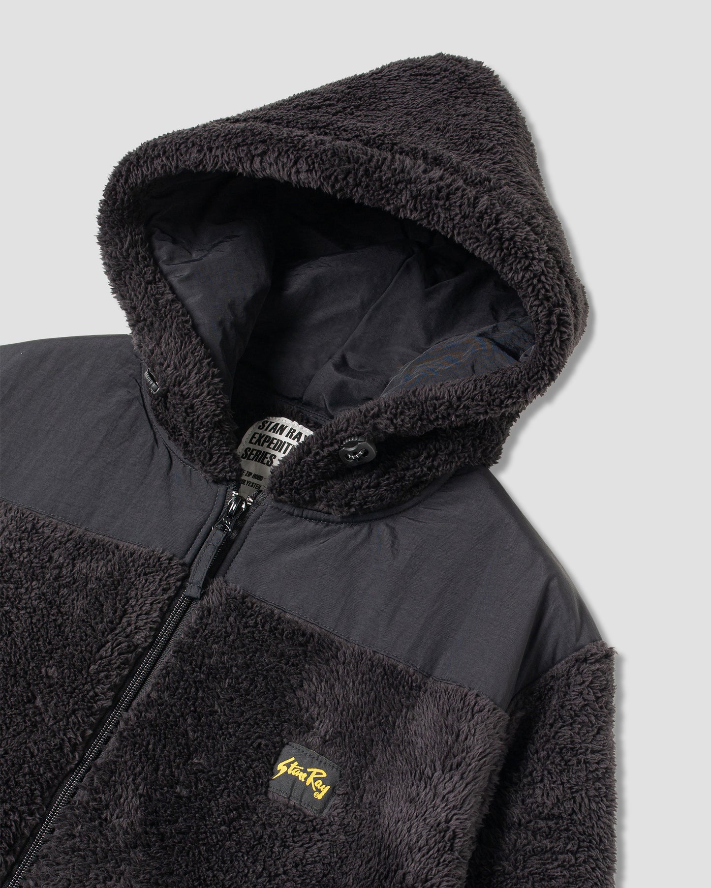 Fleece-Kapuze mit Reißverschluss (Schwarz)