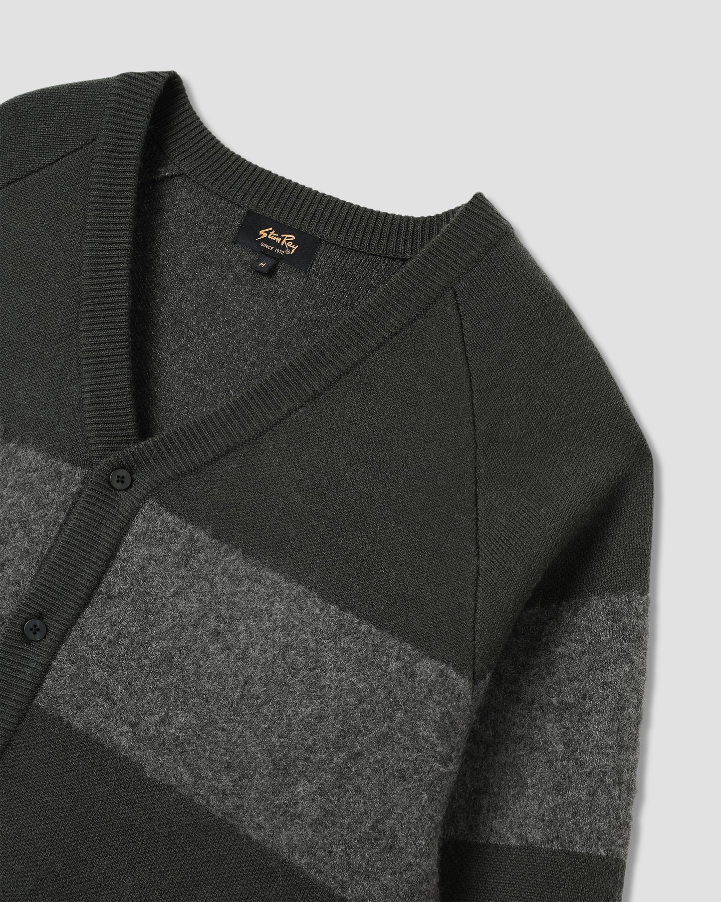 Knitted Cardigan (Botanical Green/Charcoal Stripe)