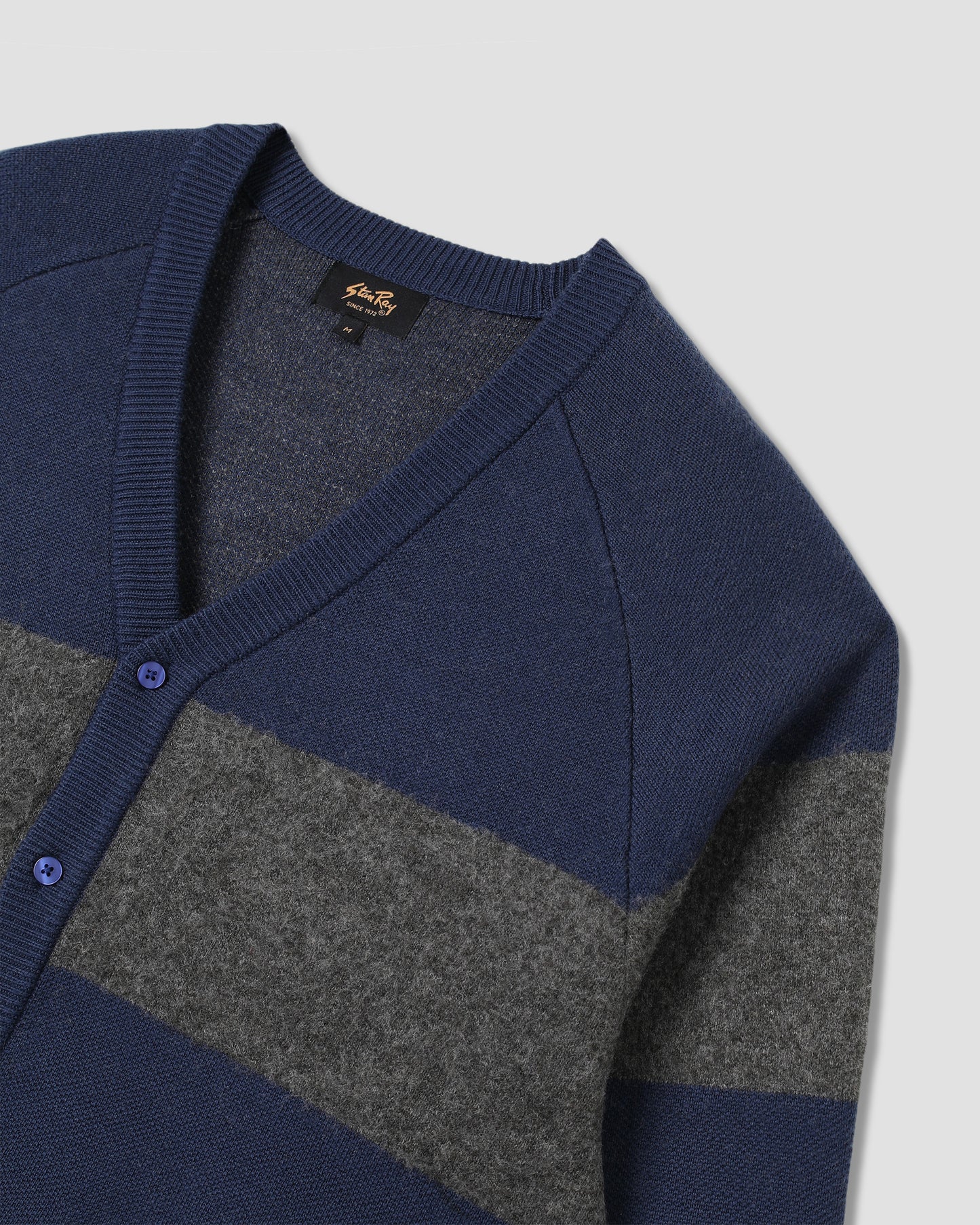 Knitted Cardigan (Navy/Charcoal Border Stripe)