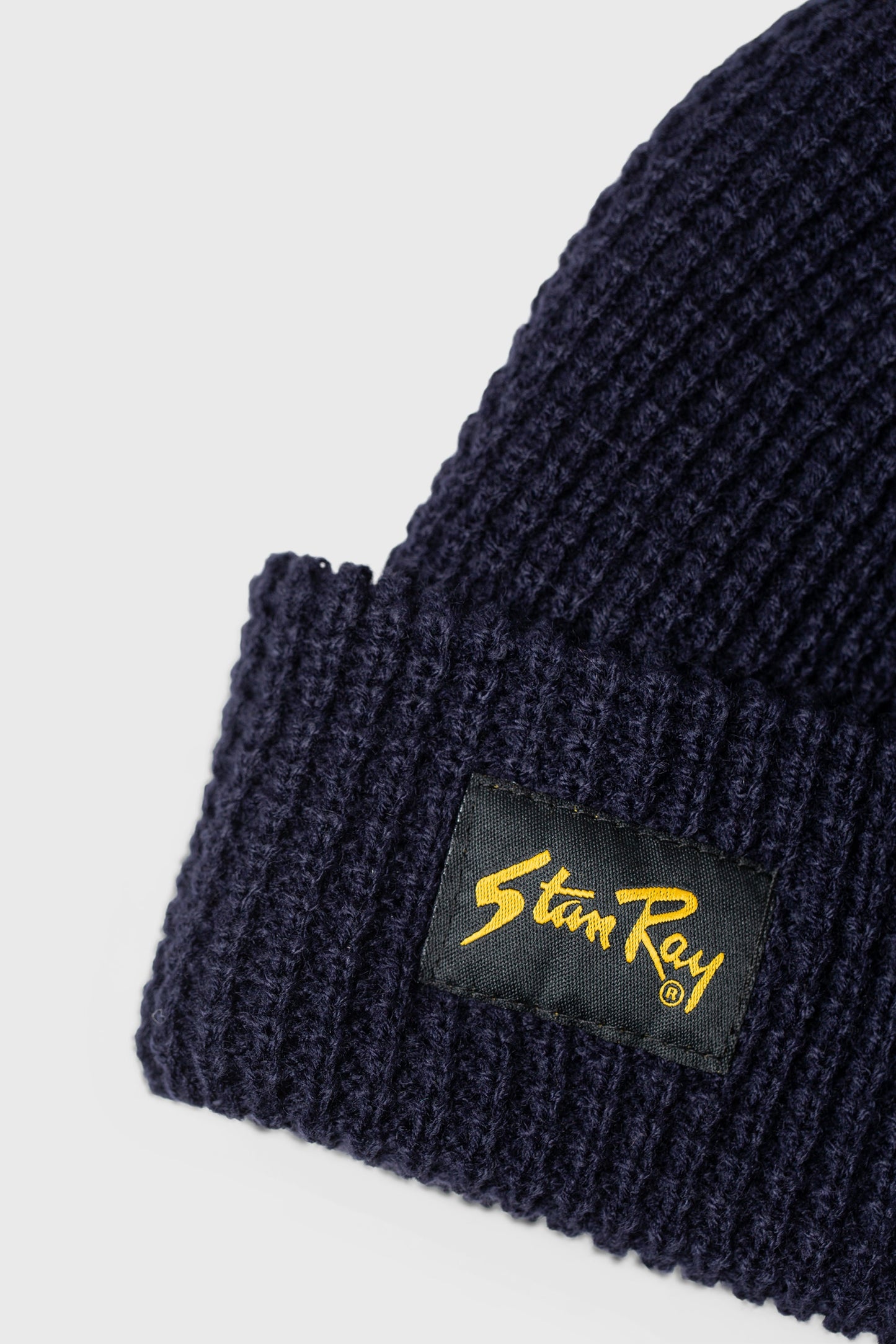 Knitted Patch Beanie (Navy)