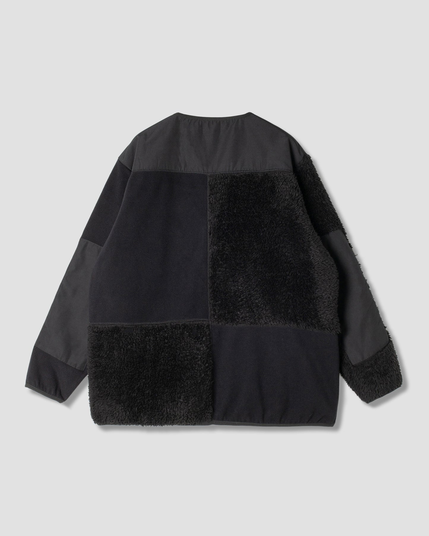 Patchwork Fleece Cardigan (Black)