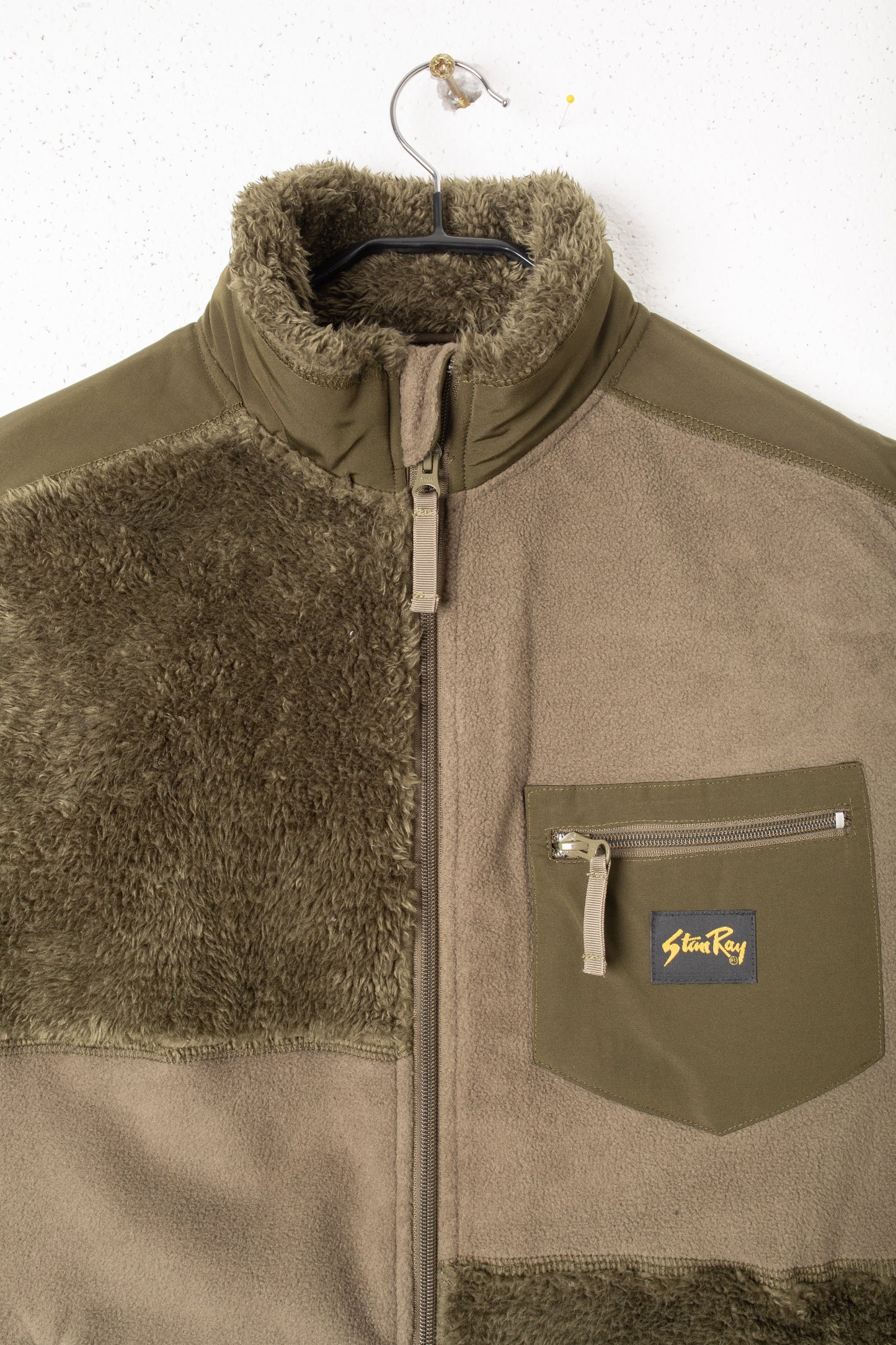 Patchwork Fleece Vest (Olive)