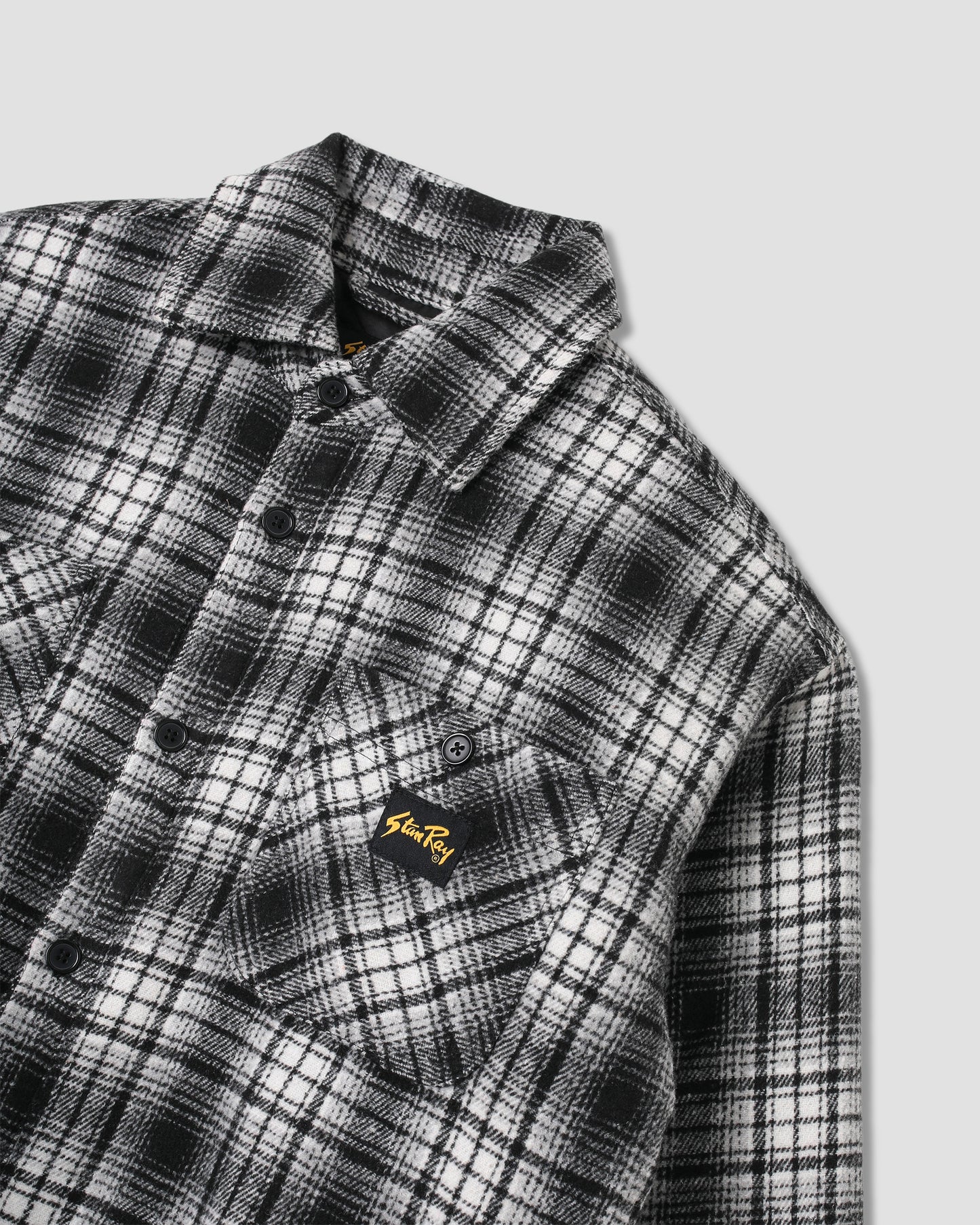 Quilted Plaid Overshirt (Blue)