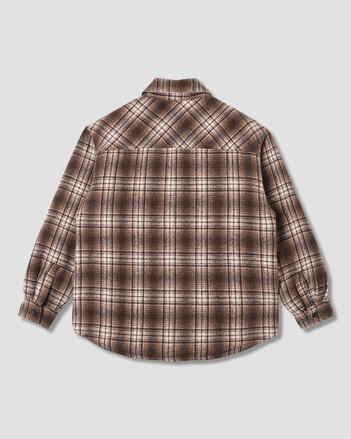 Quilted Plaid Overshirt (Brown)