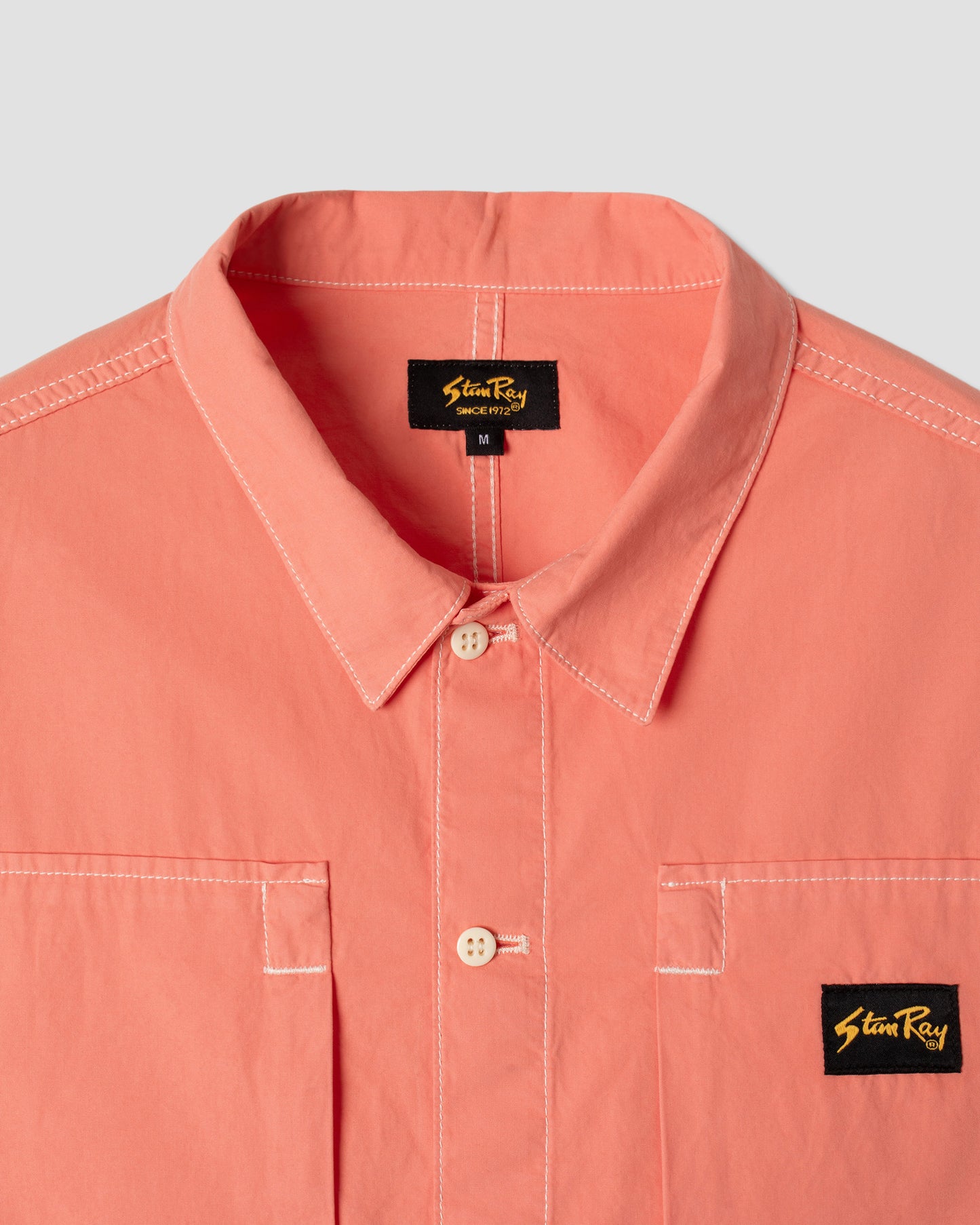 Chemise de peintre à manches courtes (rouge délavé)