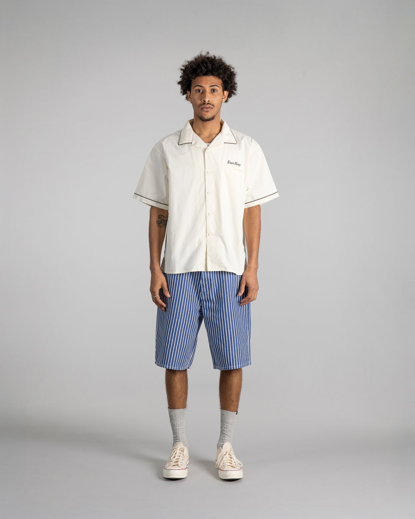 Chemise de bowling (naturel / noir mat)
