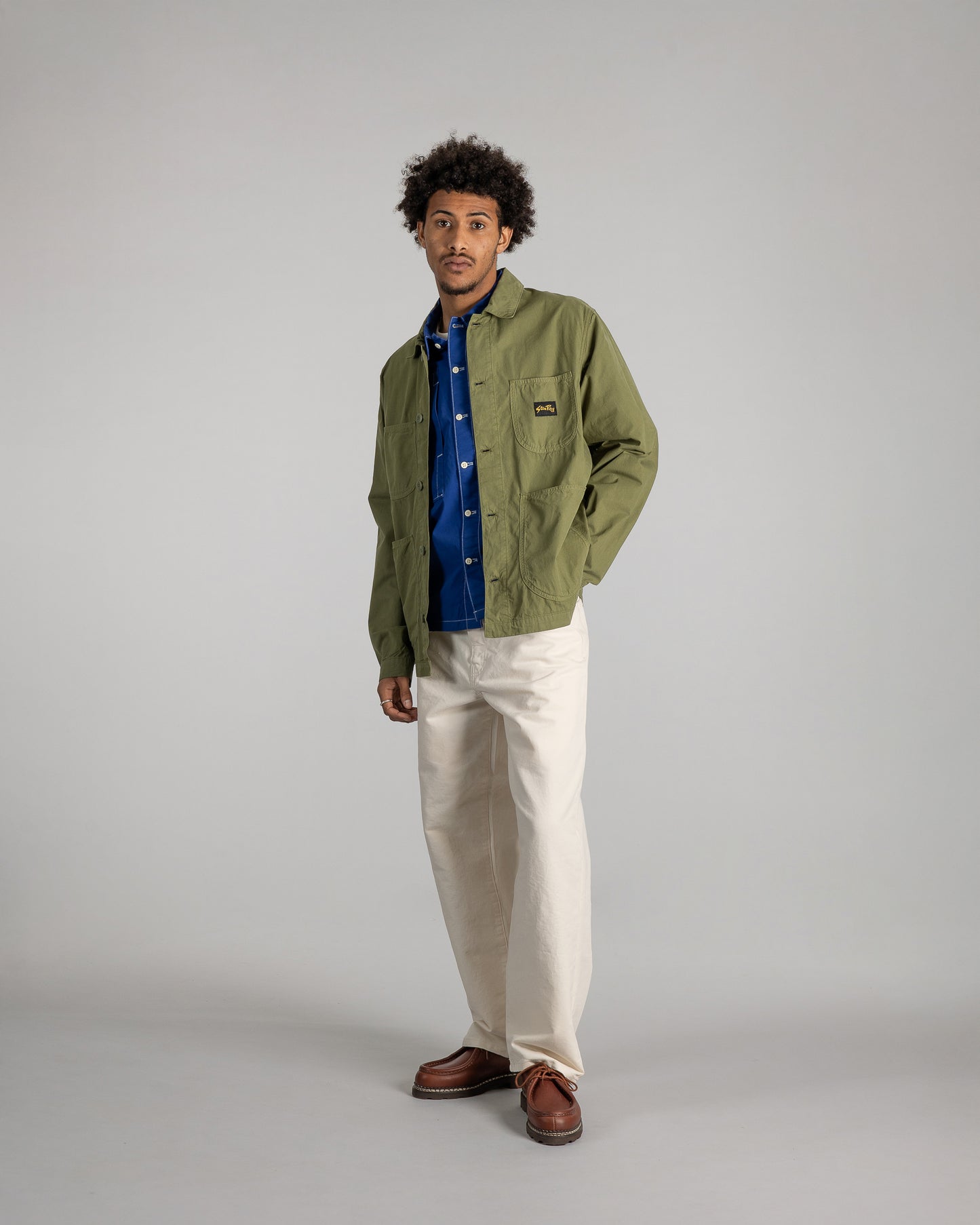 Overall-Jacke (olivgrünes Popeline)