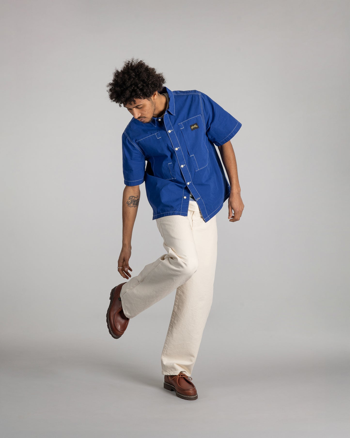 Short Sleeve Painter Shirt (Indigo Poplin)