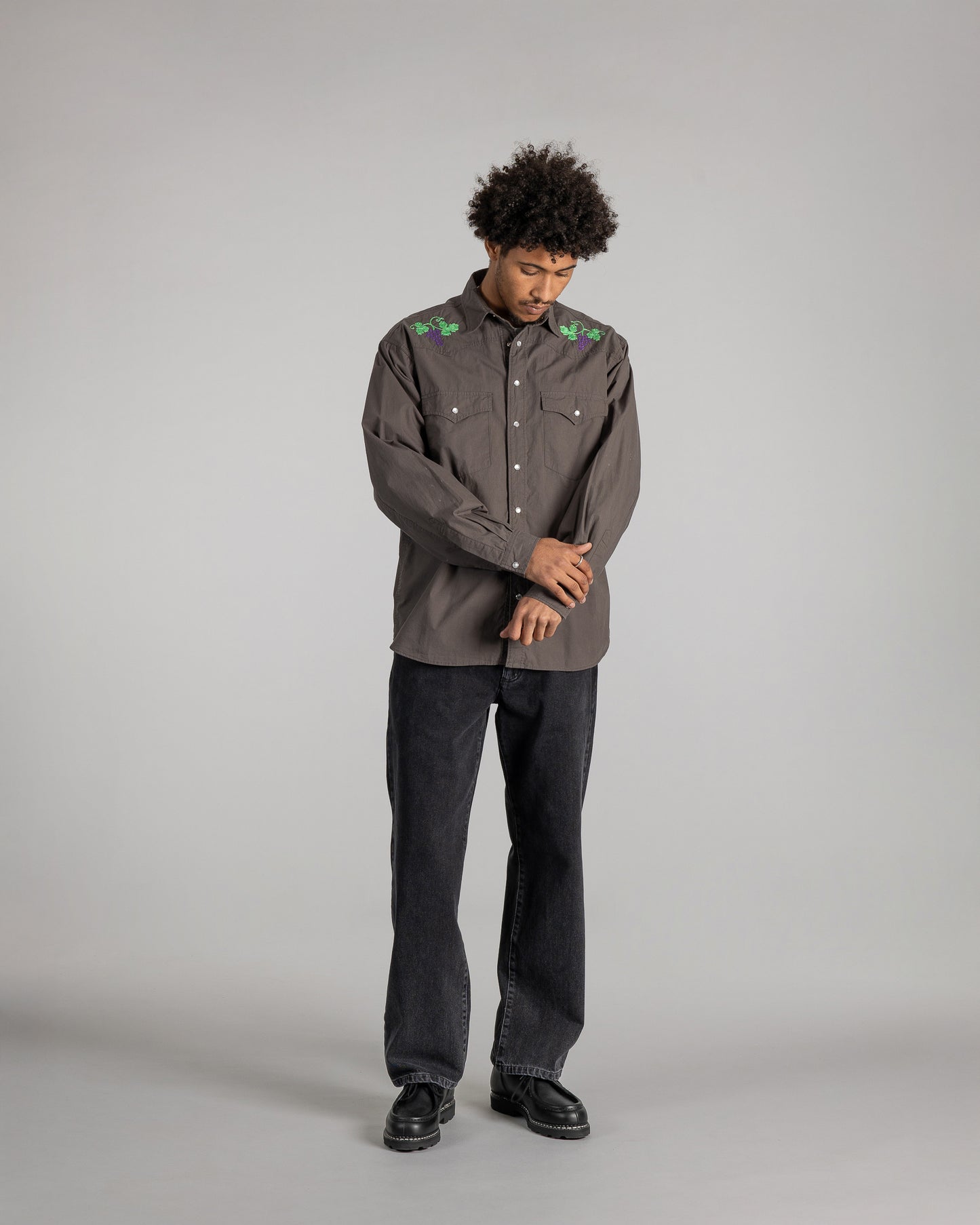 Chemise Western (Popeline noire délavée)
