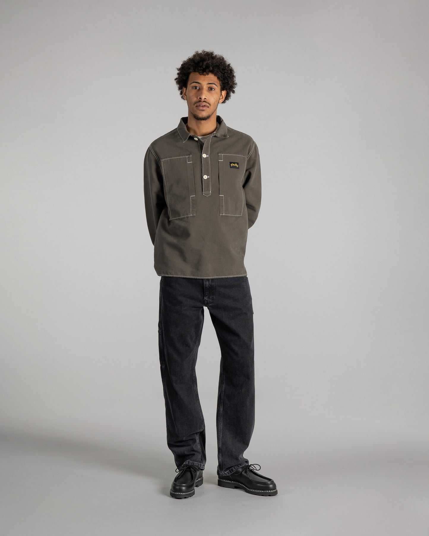 Painters Pop Over Shirt (Washed Black Bedford)