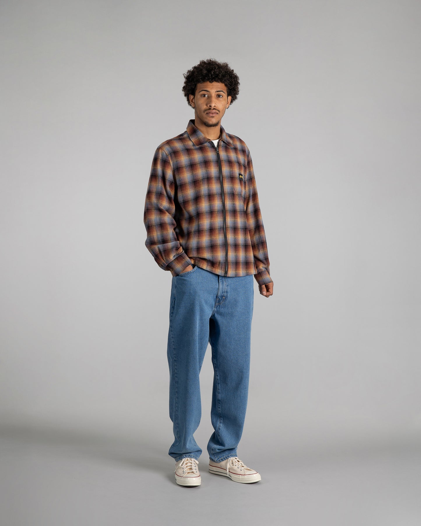 Zip Shirt (carreaux marron/bleu)