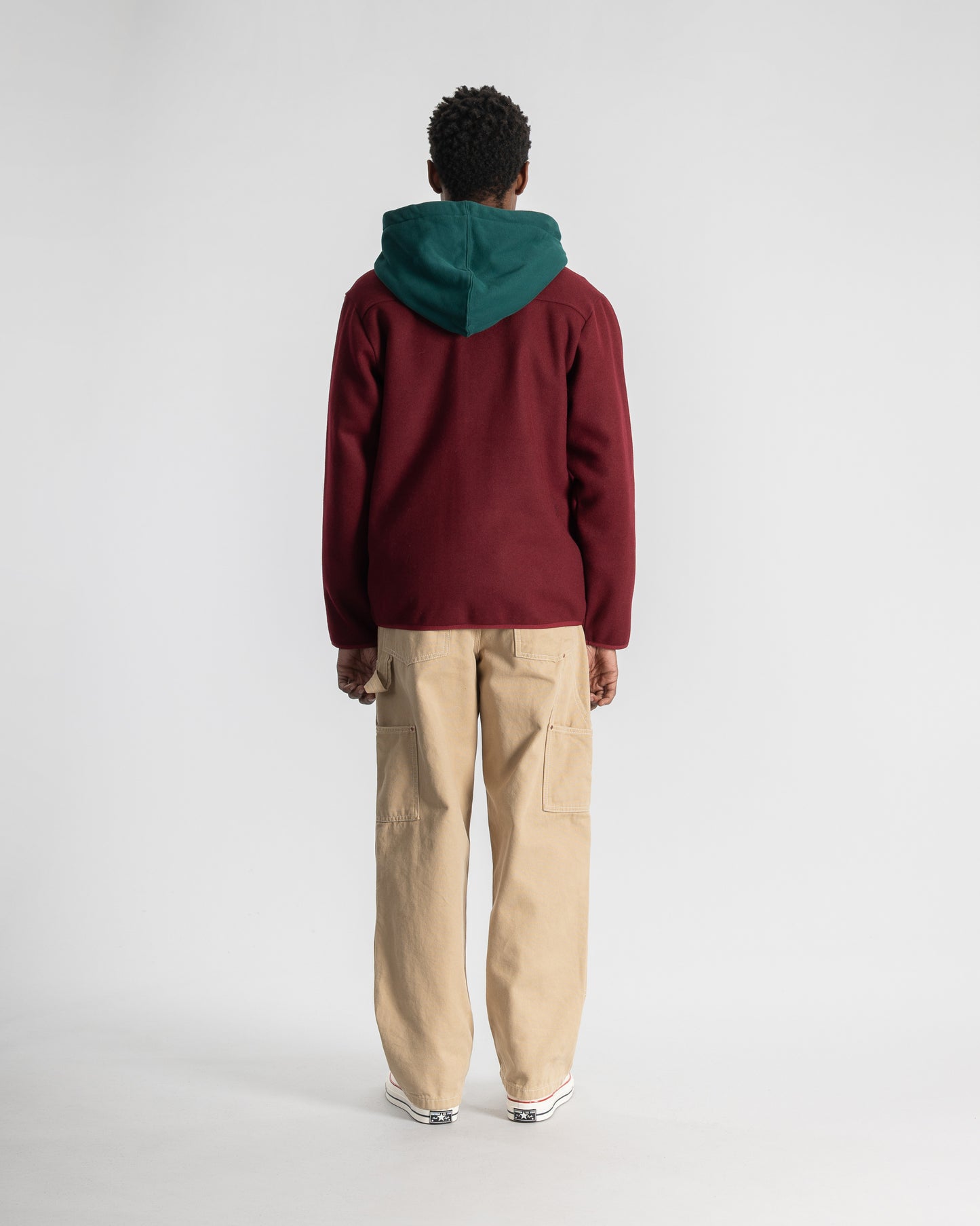 Wool Fleece Cardigan (Dark Red Heather)