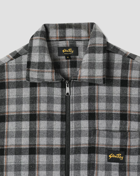 Zip Shirt (Charcoal Plaid)