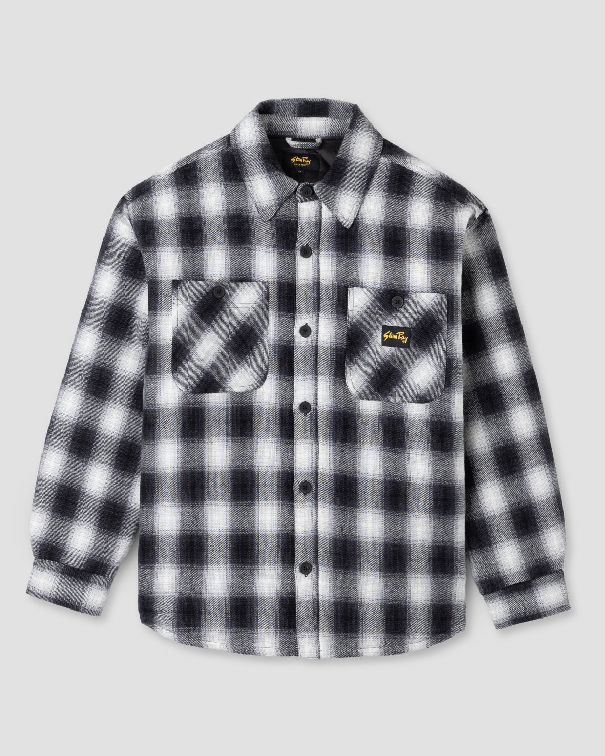 Quilted Plaid Overshirt (Black)