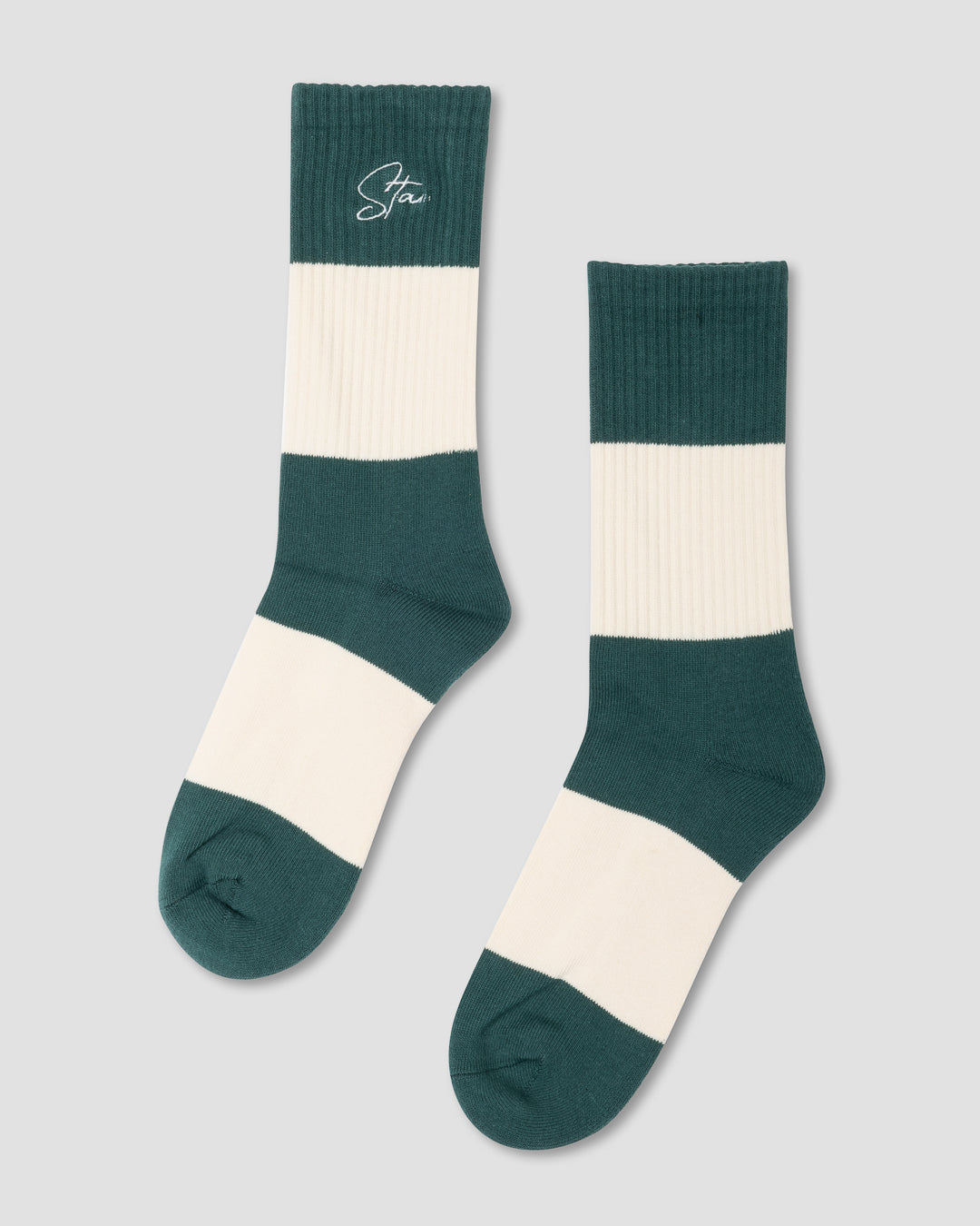 Wide Stripe Sock (Natural/Pineneedle)