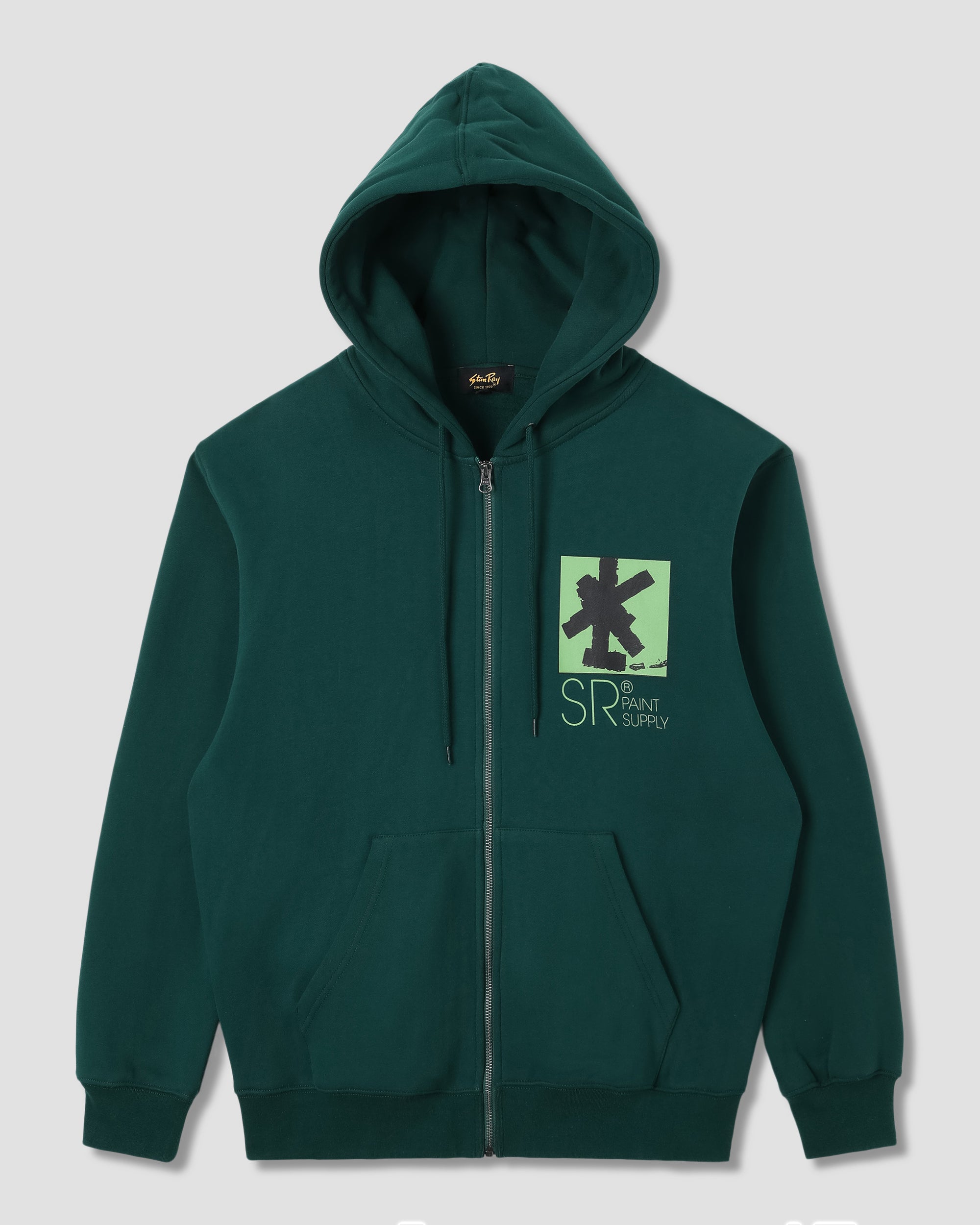 Brush Squares Zip Hood (Botanical Green)