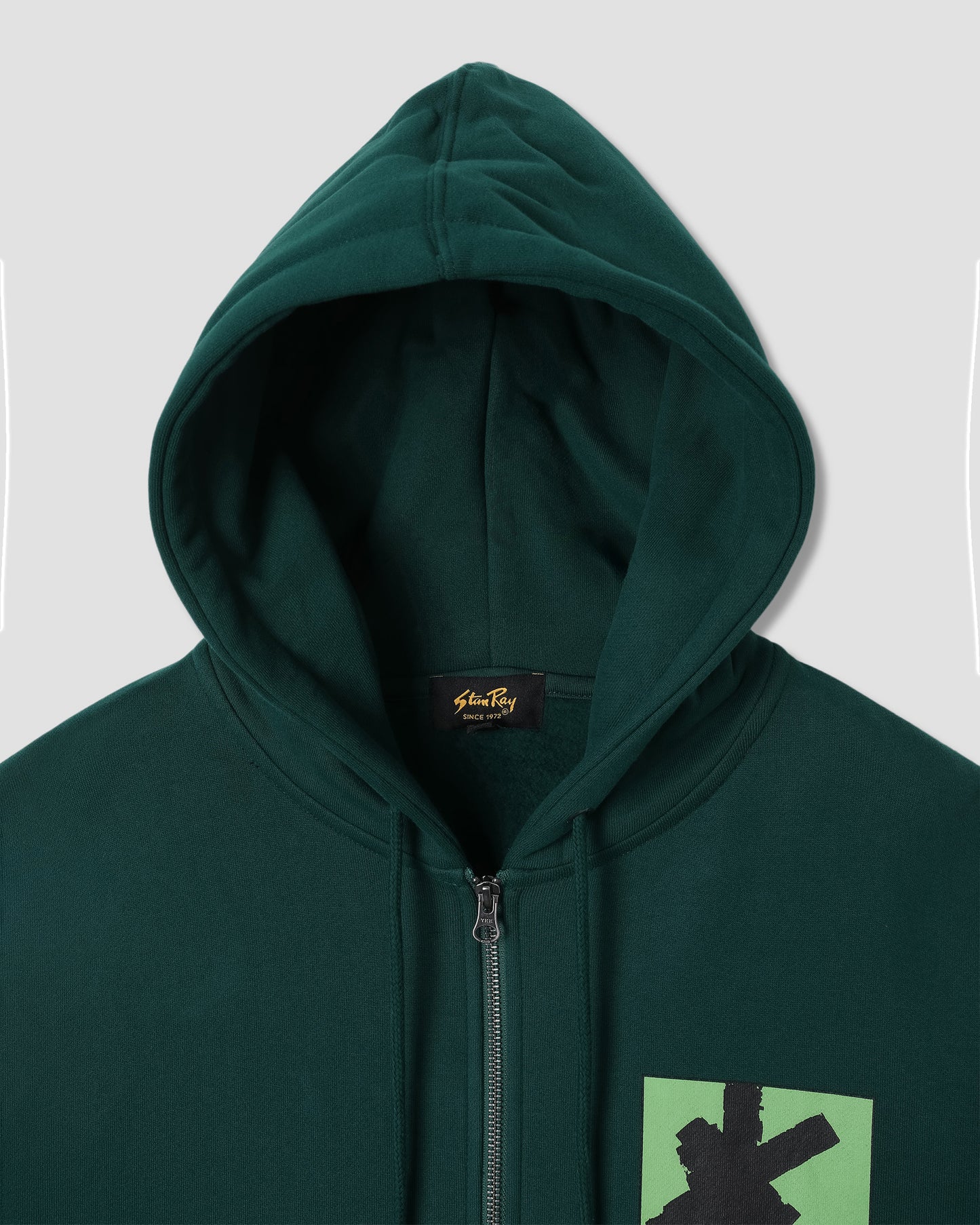 Brush Squares Zip Hood (Botanical Green)