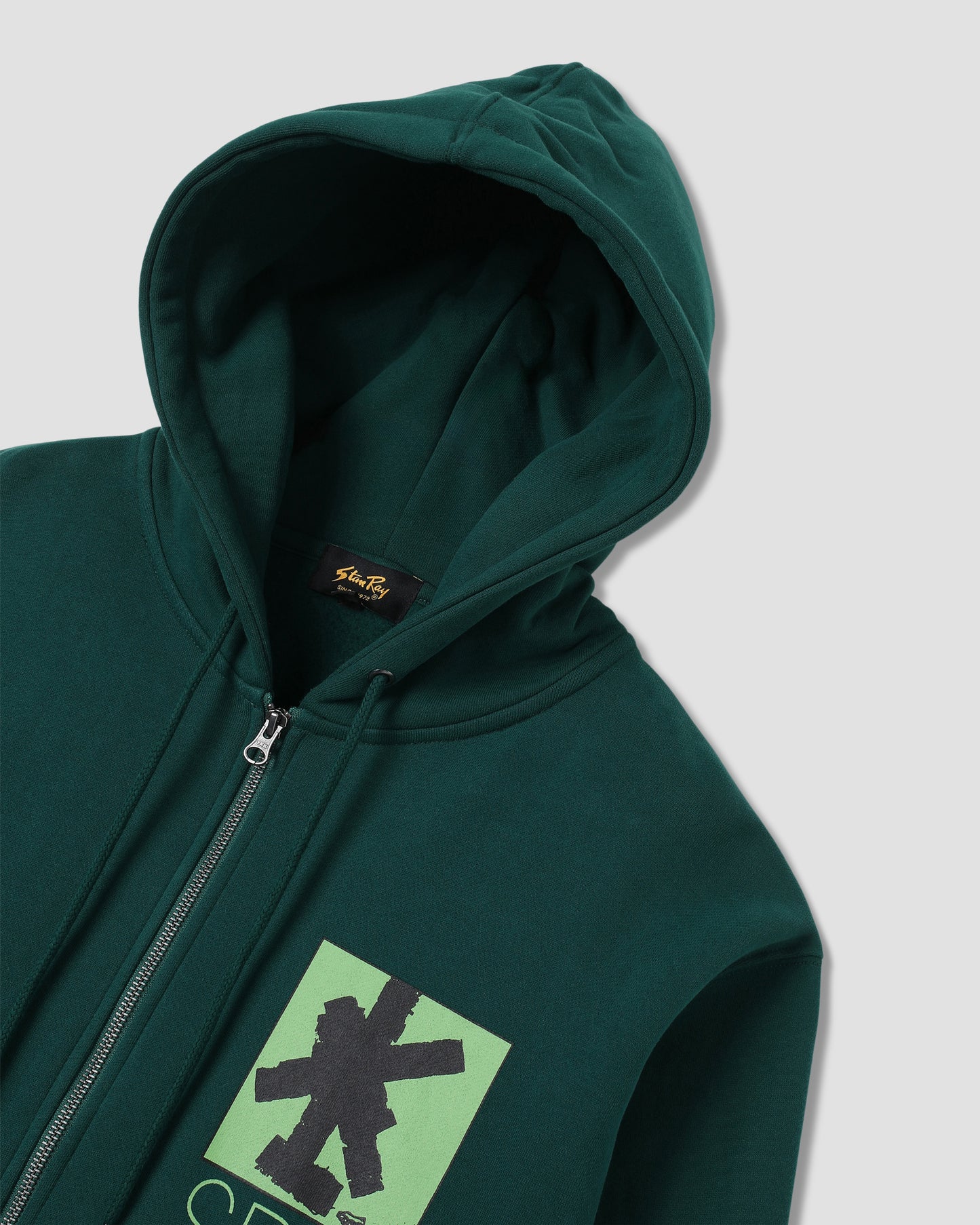 Brush Squares Zip Hood (Botanical Green)
