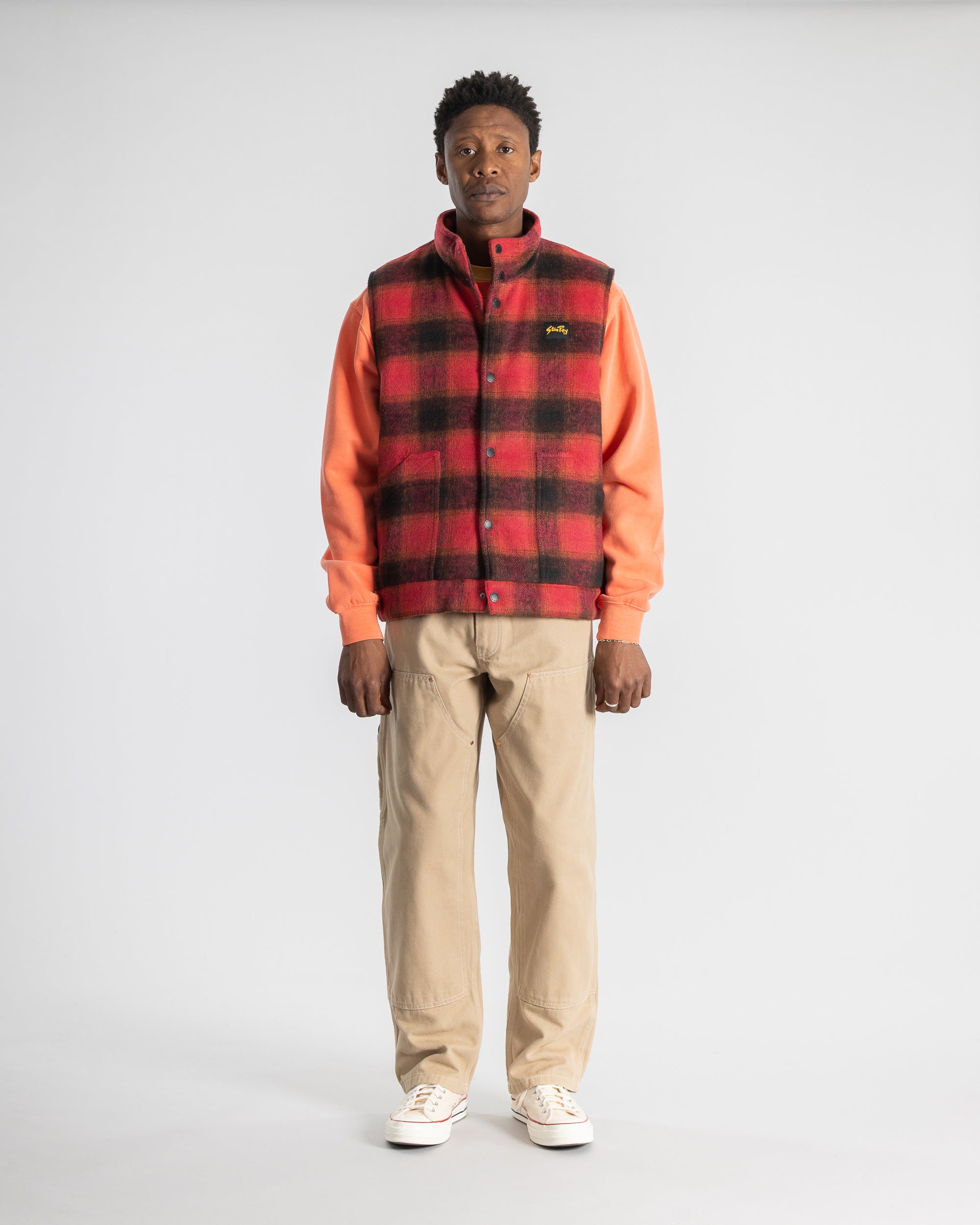 Down Plaid Vest (Red)