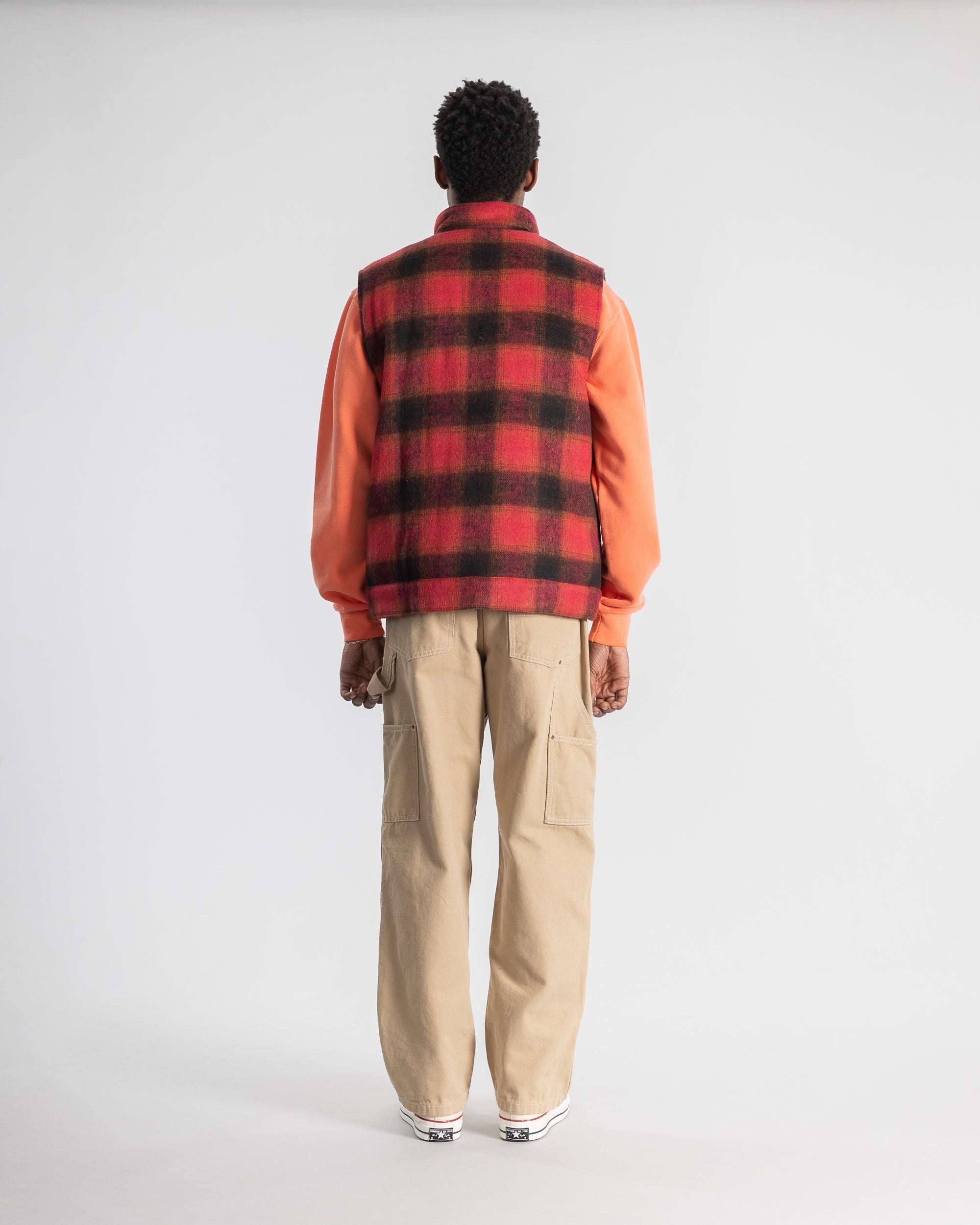 Down Plaid Vest (Red)
