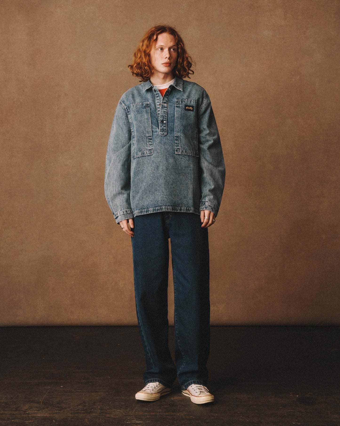 Painters Pop Over Shirt (Mid Stone Denim)