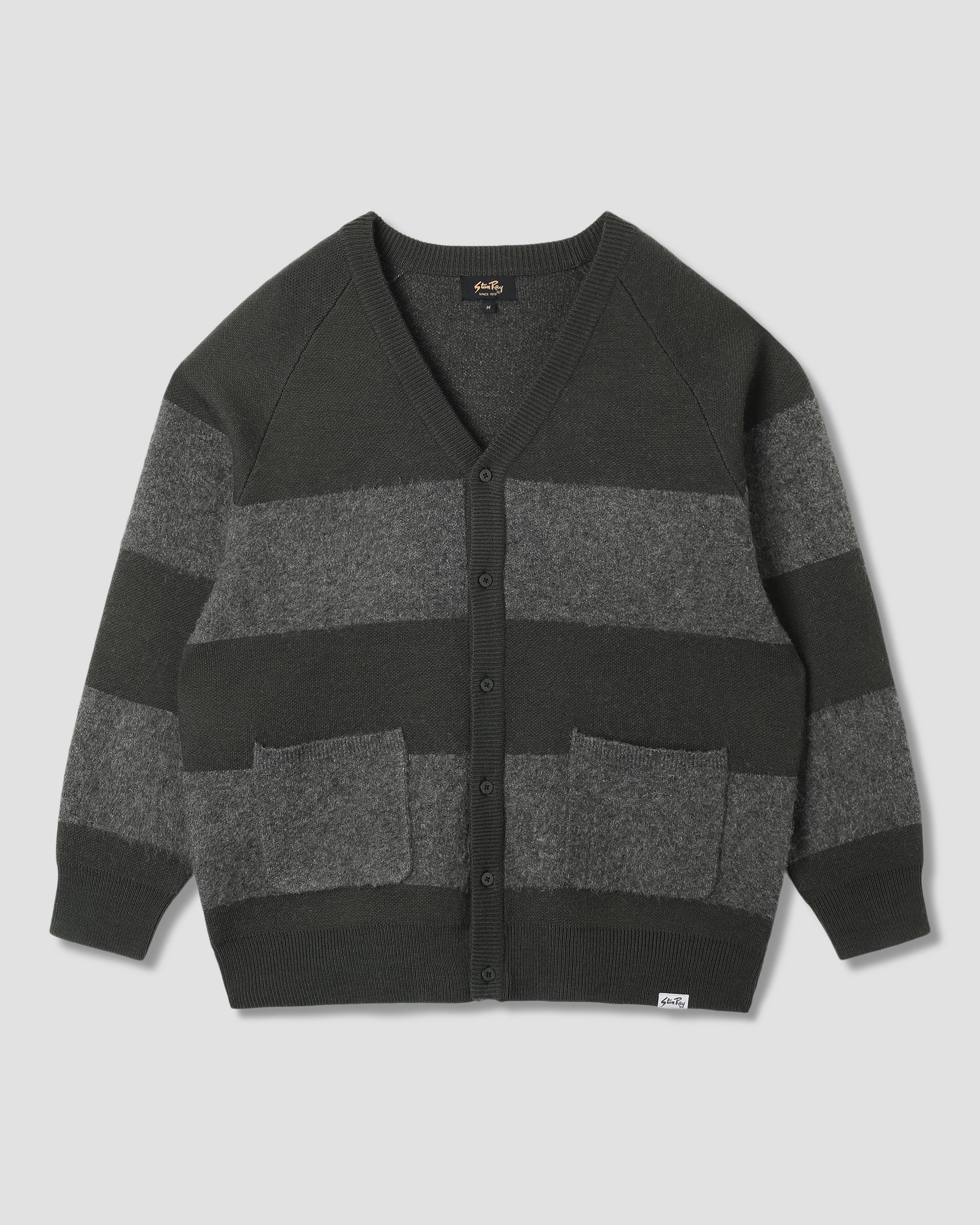Knitted Cardigan (Botanical Green/Charcoal Stripe)