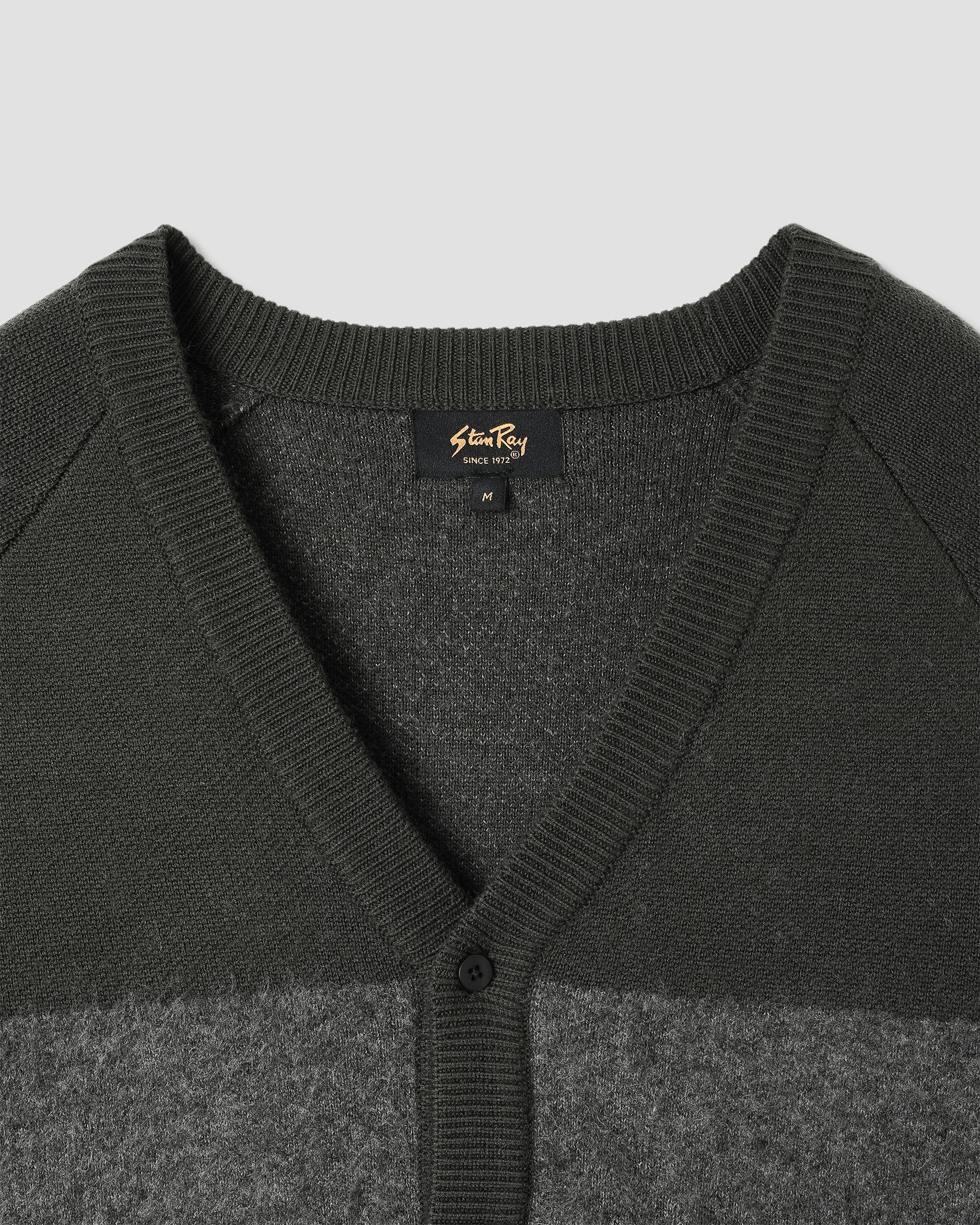 Knitted Cardigan (Botanical Green/Charcoal Stripe)