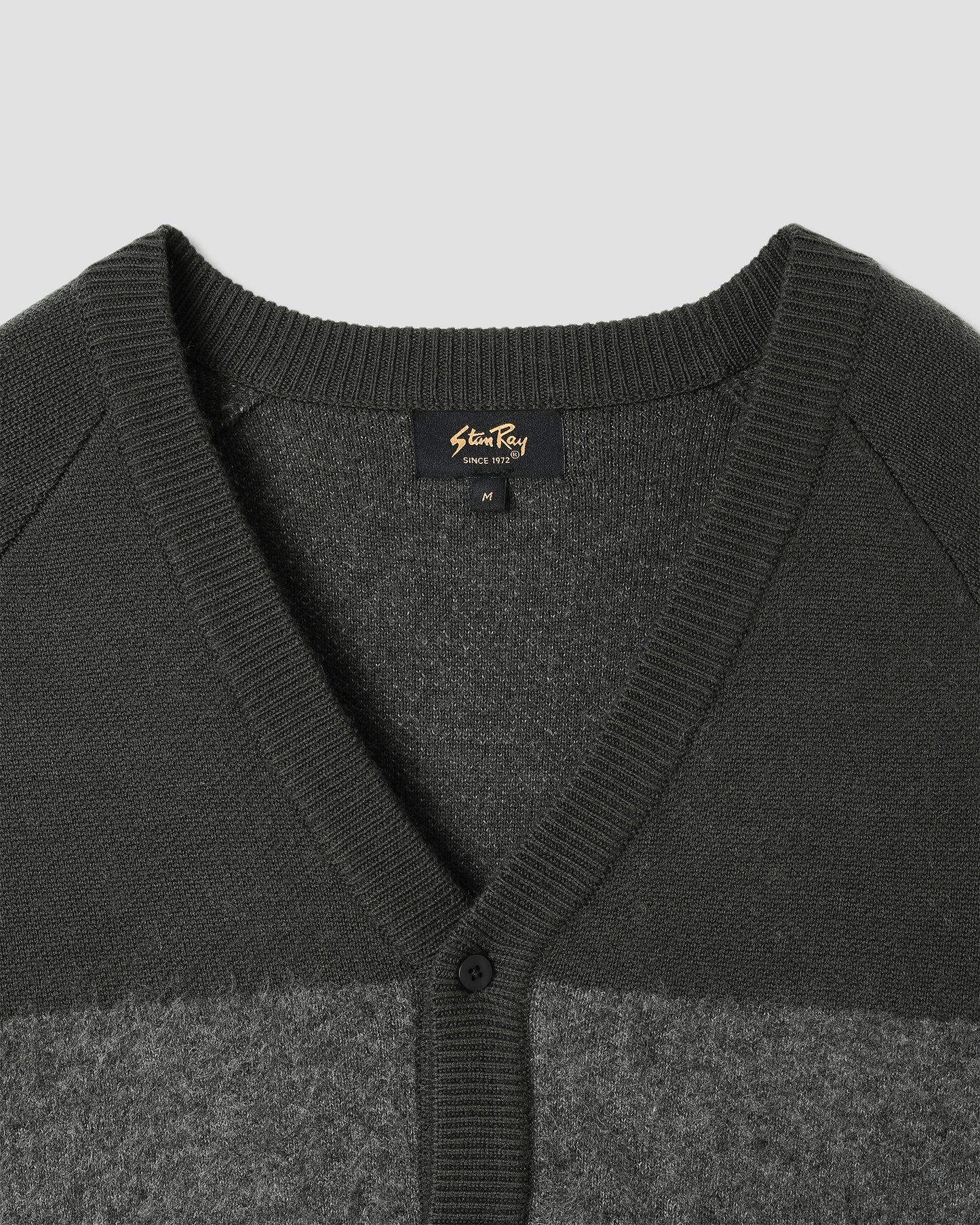 Knitted Cardigan (Botanical Green/Charcoal Stripe)
