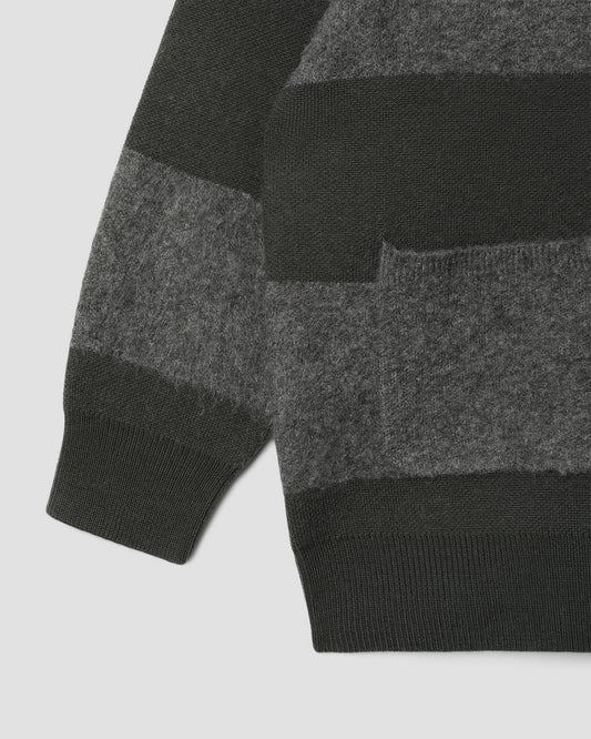 Knitted Cardigan (Botanical Green/Charcoal Stripe)