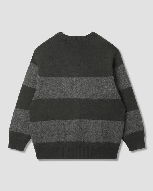 Knitted Cardigan (Botanical Green/Charcoal Stripe)