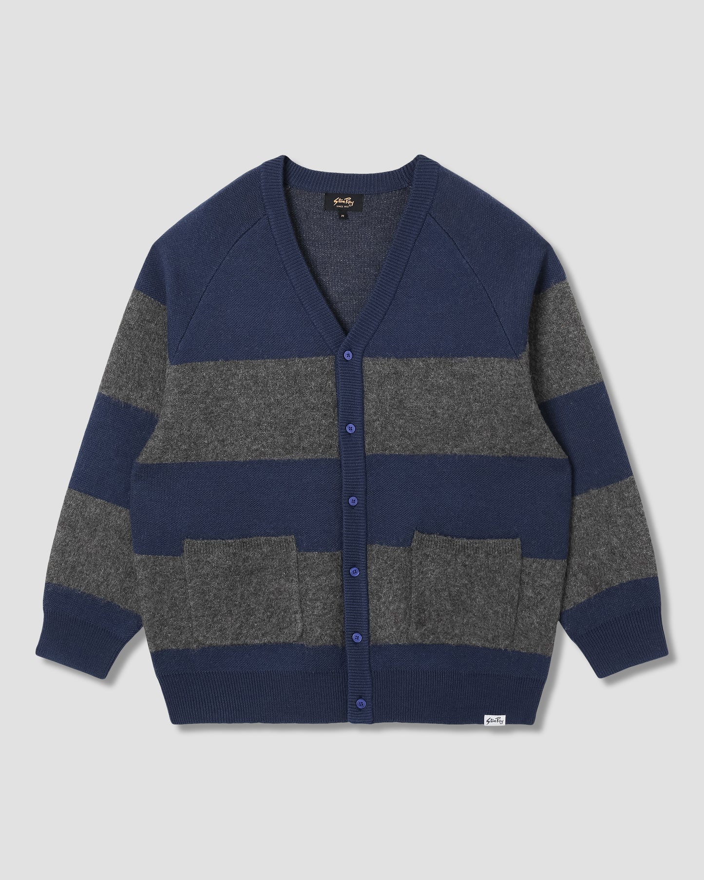 Knitted Cardigan (Navy/Charcoal Border Stripe)