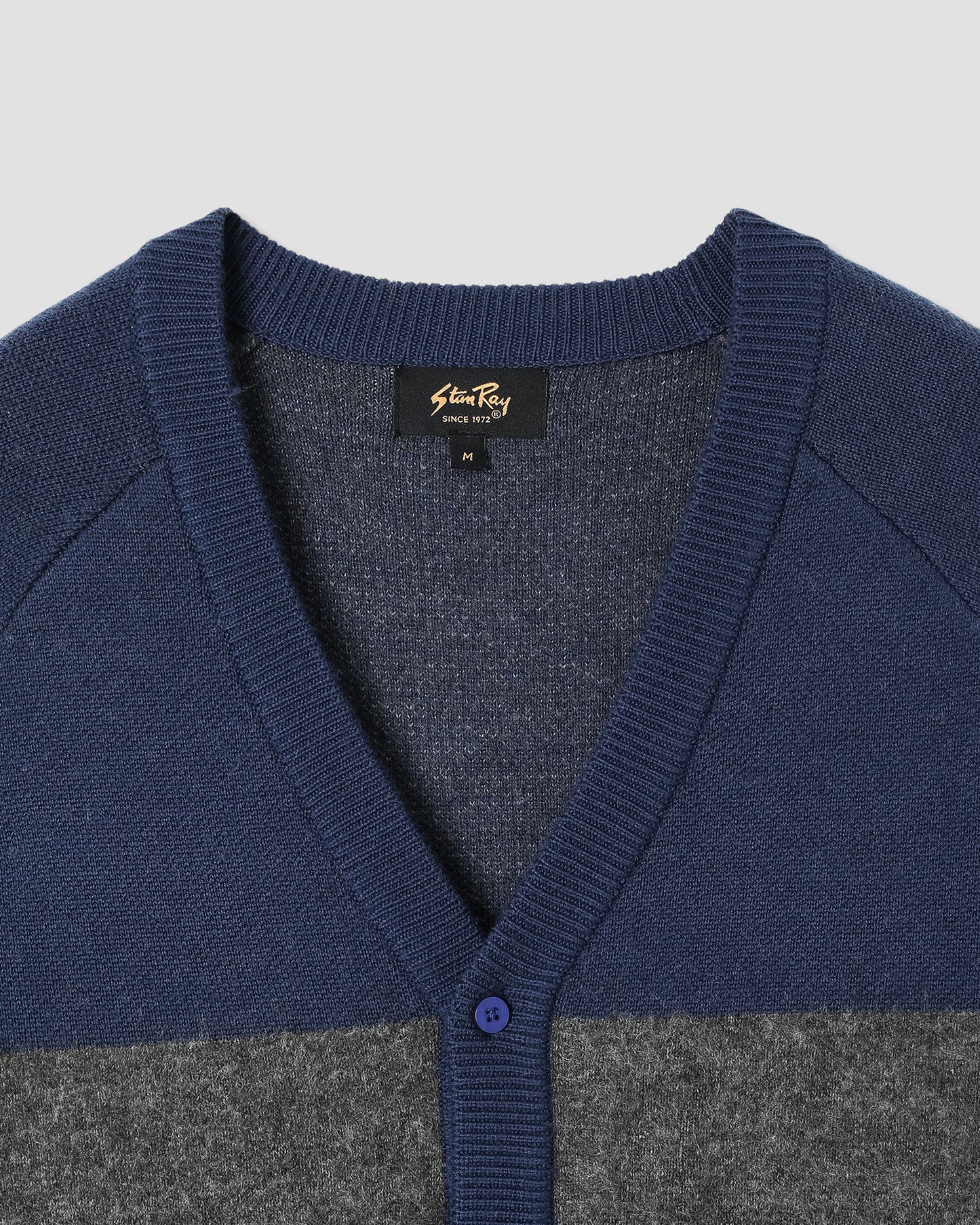 Knitted Cardigan (Navy/Charcoal Border Stripe)