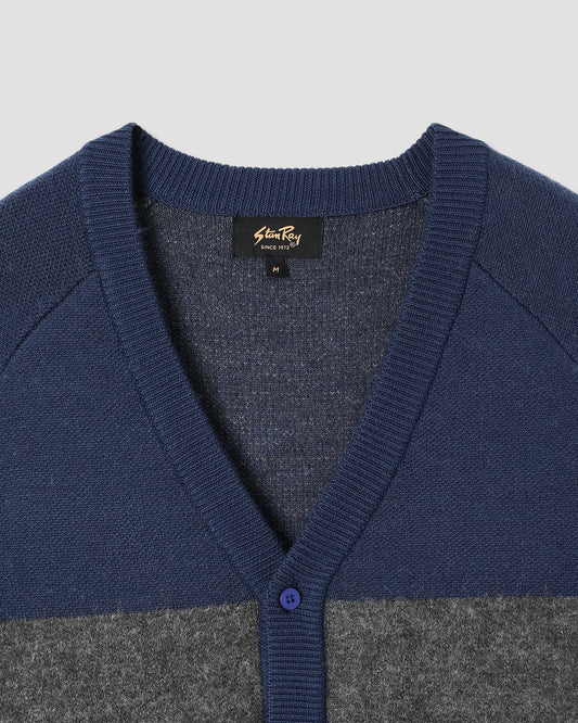 Knitted Cardigan (Navy/Charcoal Border Stripe)