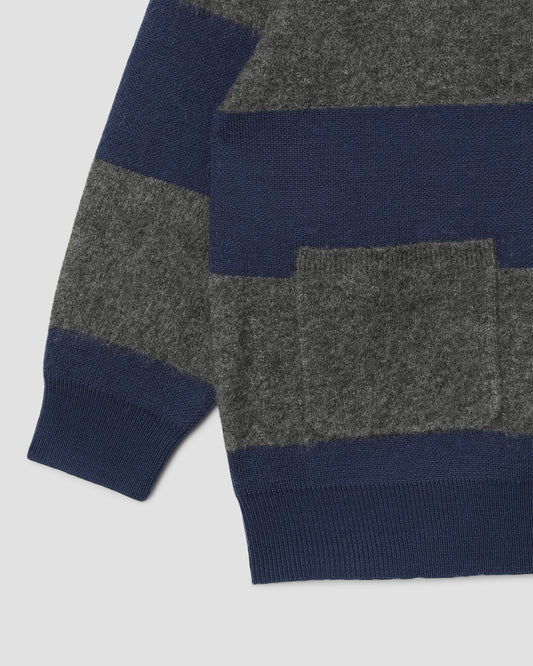 Knitted Cardigan (Navy/Charcoal Border Stripe)