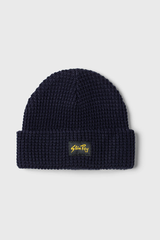 Knitted Patch Beanie (Navy)