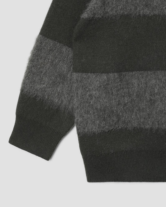 Knitted Sweater (Botanical Green/Charcoal Stripe)