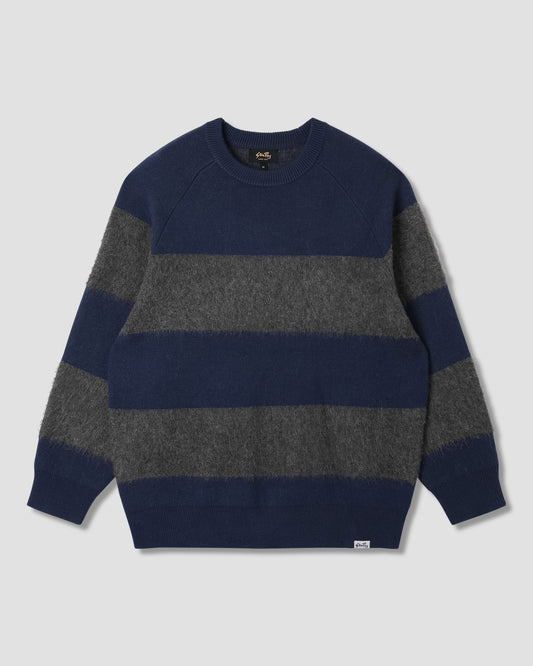 Knitted Sweater (Navy/Charcoal Border Stripe)
