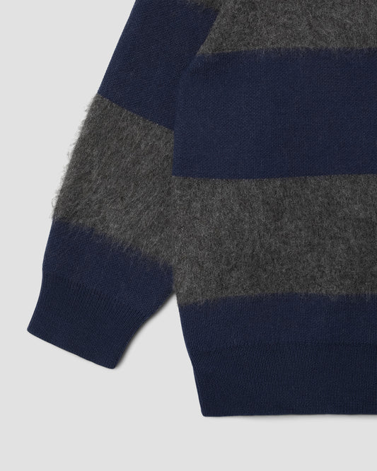 Knitted Sweater (Navy/Charcoal Border Stripe)