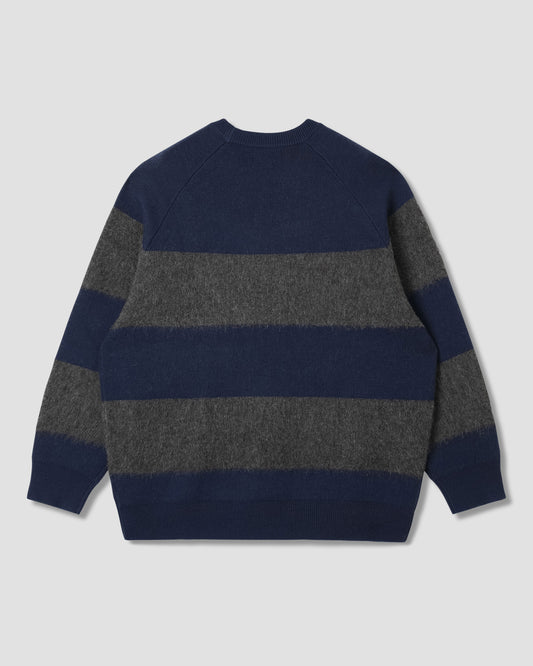 Knitted Sweater (Navy/Charcoal Border Stripe)