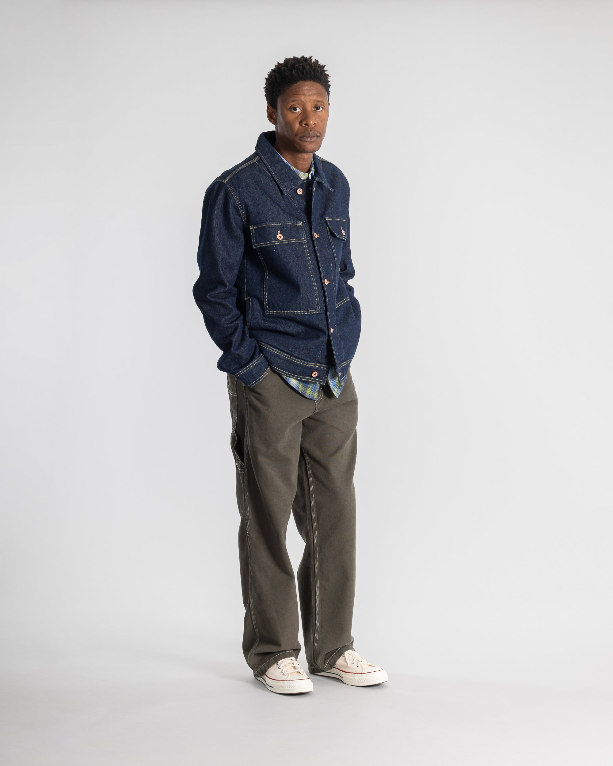 Lined Trucker Jacket (Single Rinse Denim)