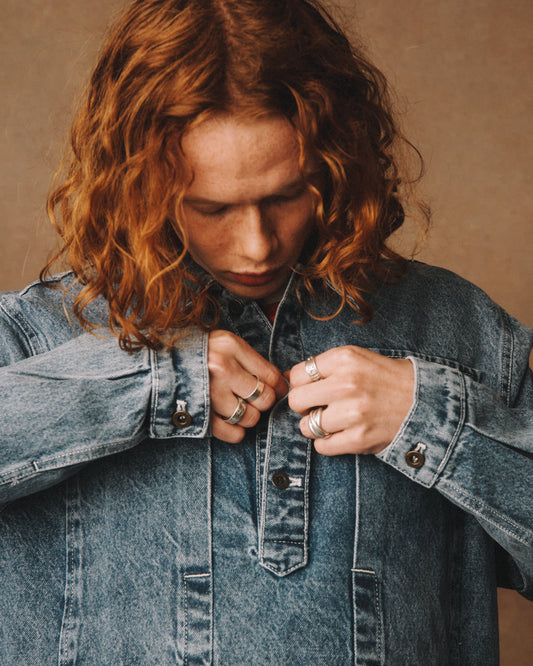 Painters Pop Over Shirt (Mid Stone Denim)