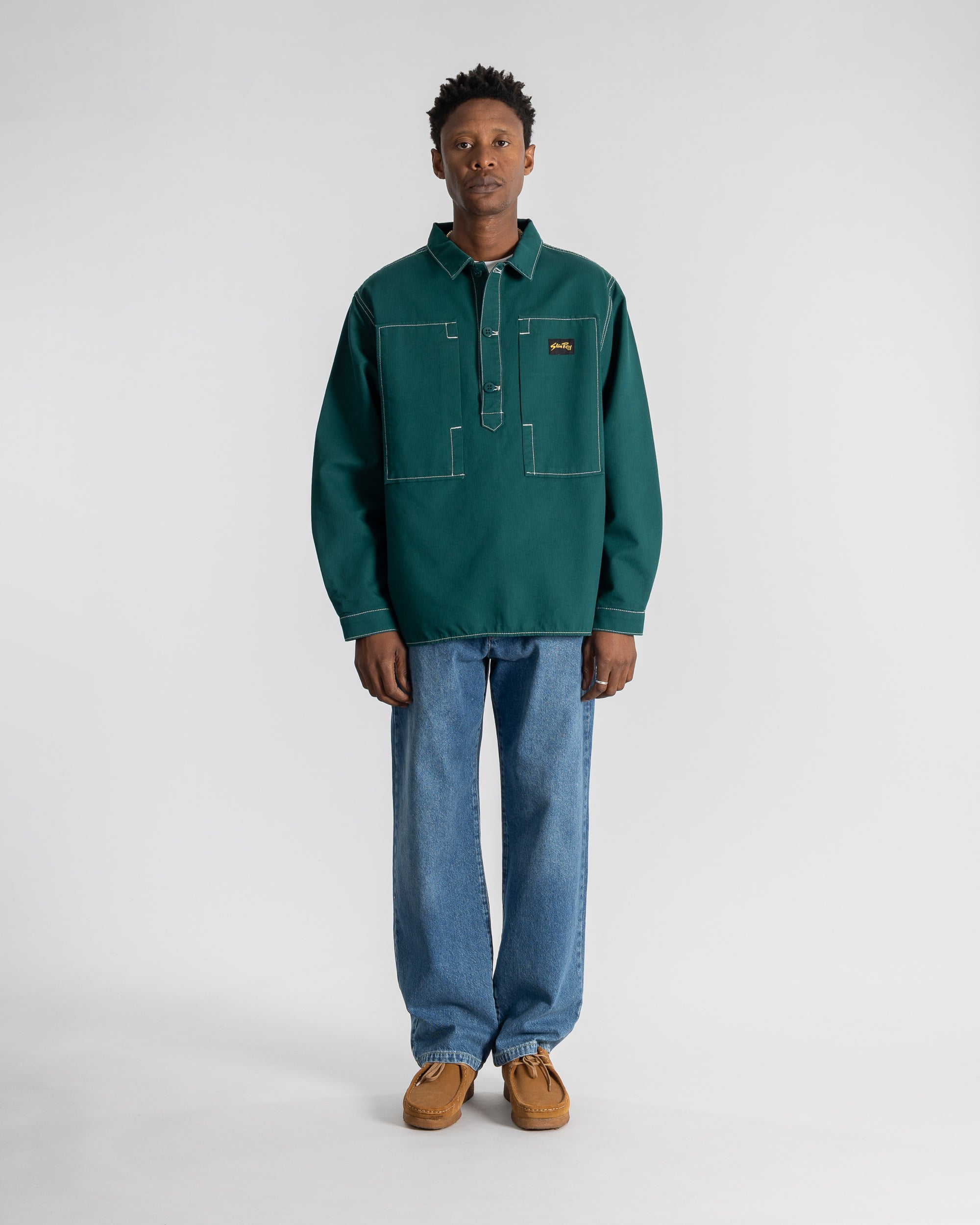 Painters Pop Over Shirt (Botanical Green Bedford)