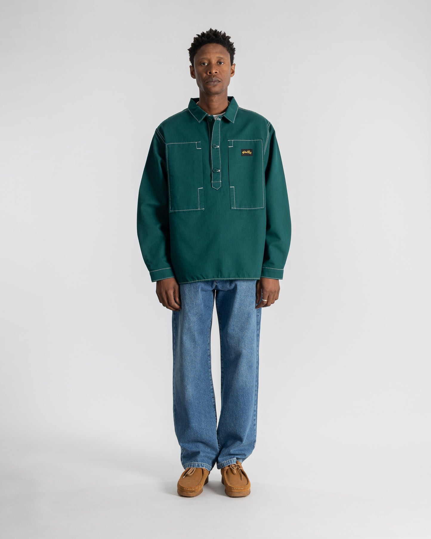 Painters Pop Over Shirt (Botanical Green Bedford)