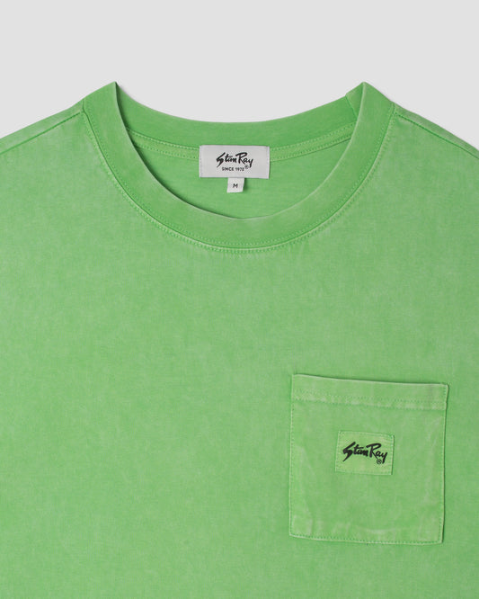T-shirt à poche plaquée (lime délavé)