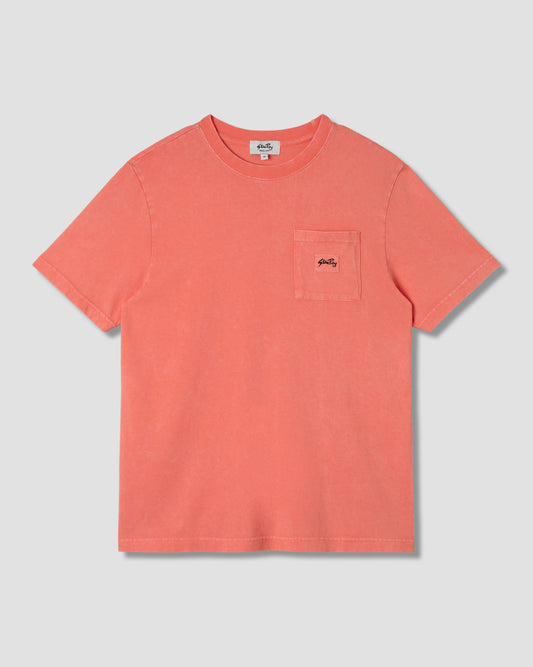 T-shirt à poche plaquée (orange délavé)