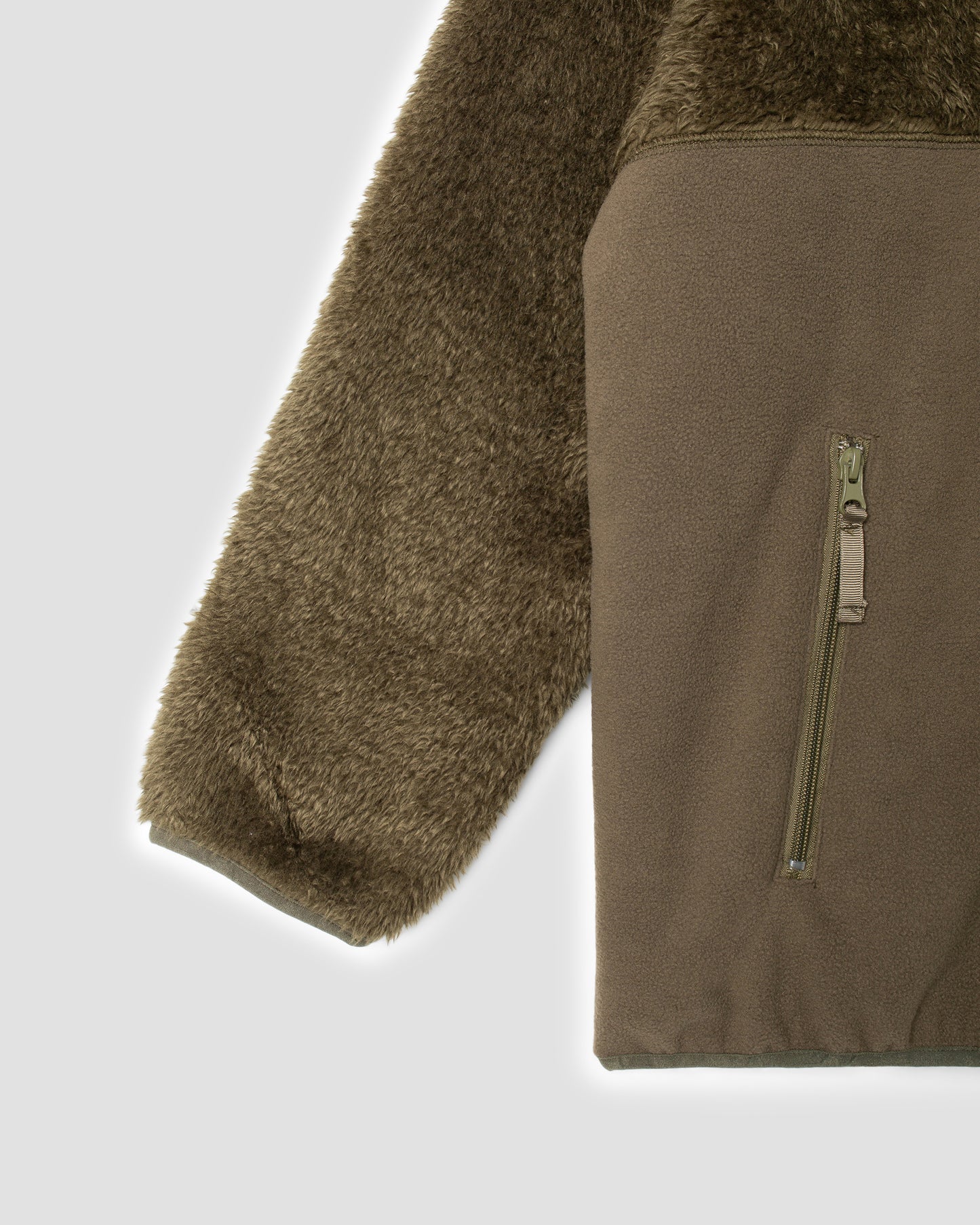 Patchwork Fleece Jacket (Olive)